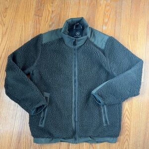 Men's Olive Performance Sherpa Jacket with Quilted Panels